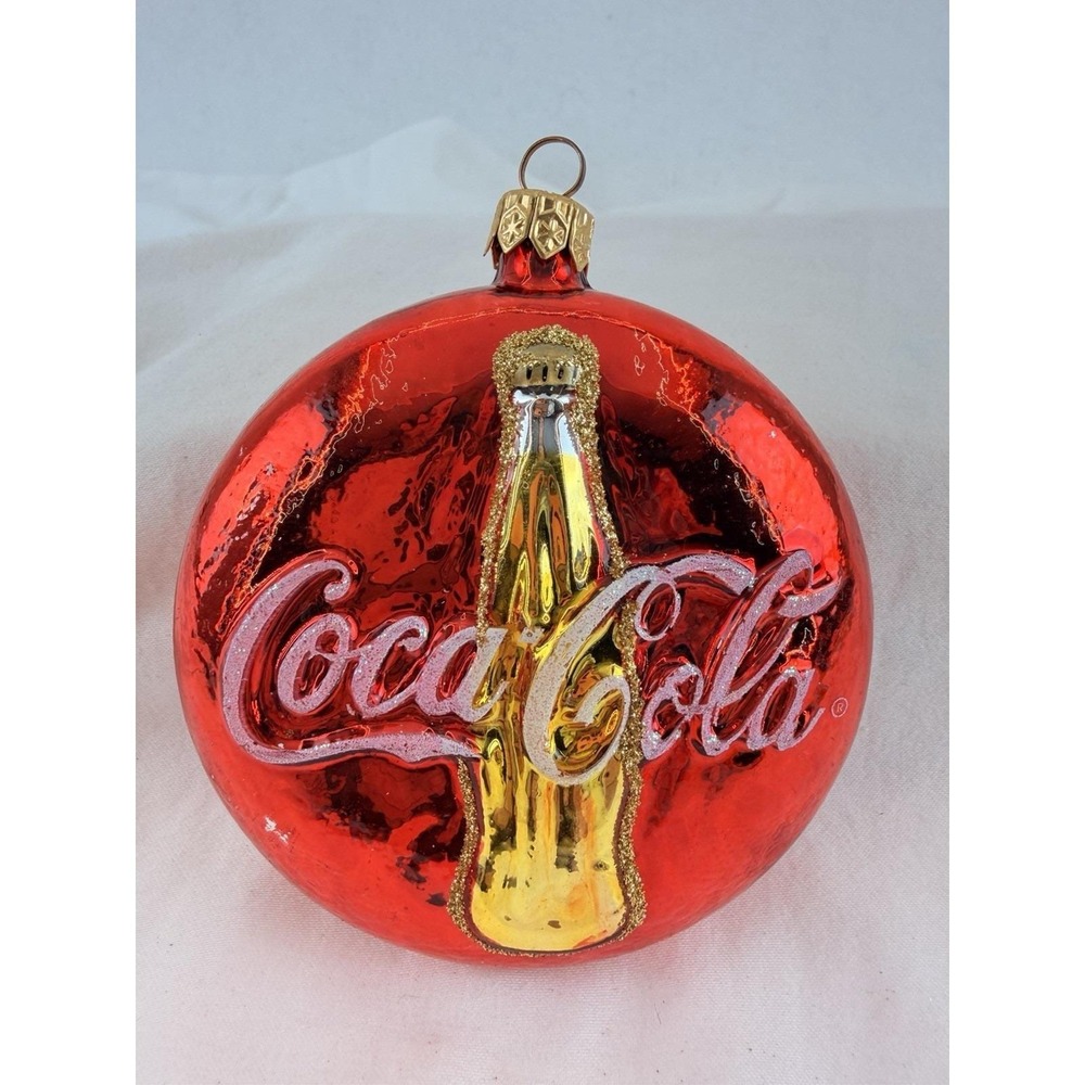 Polonaise Coca Cola Coke Bottle Blown Glass Christmas Ornament Kurt Adler Red